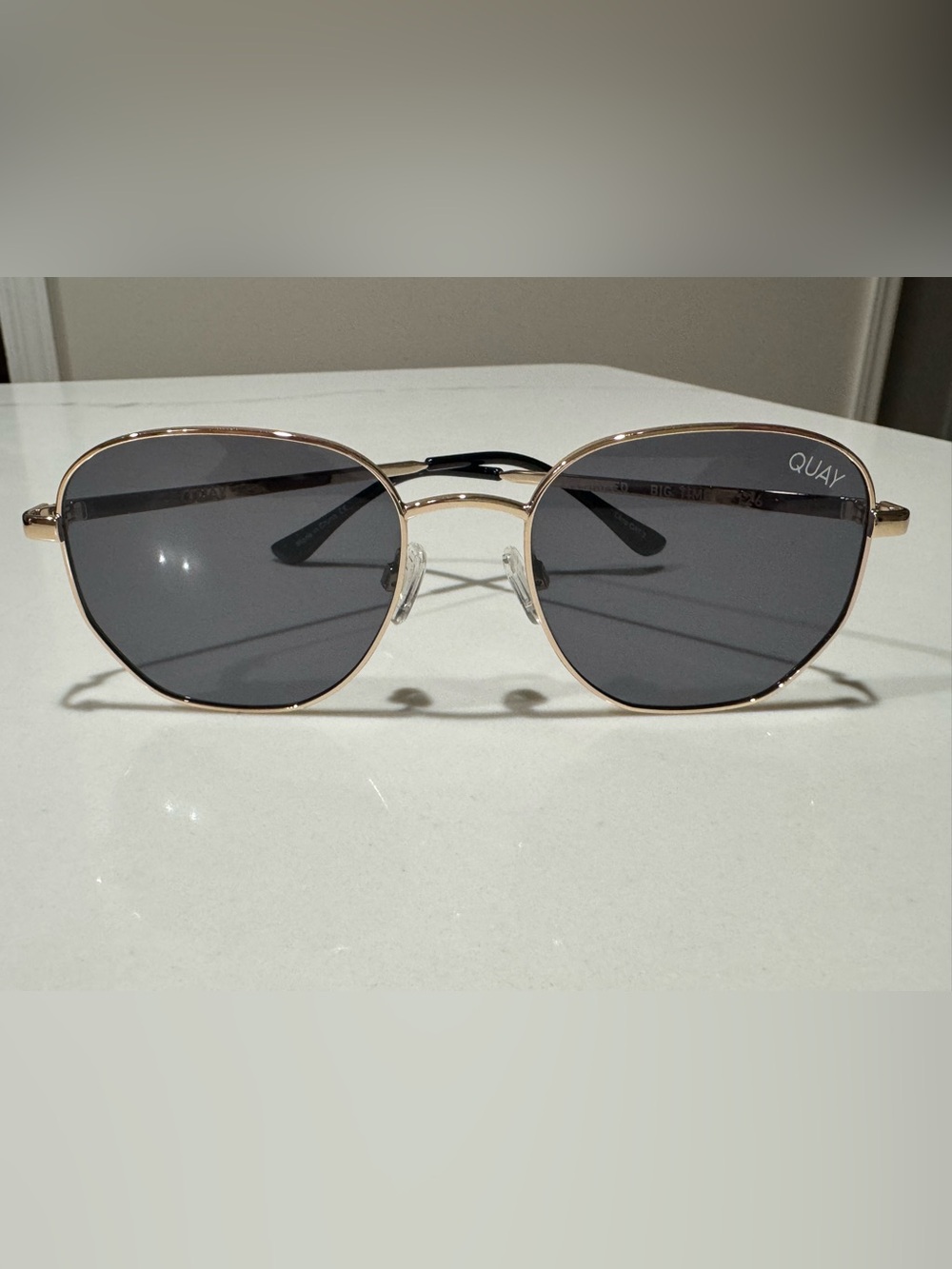 Quay Australia Gold Frame Sunglasses with Gray Lenses